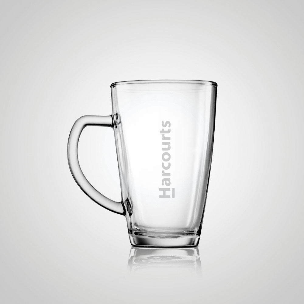Branded Consol Glass Latte Mug 350ml (Pack of 4)