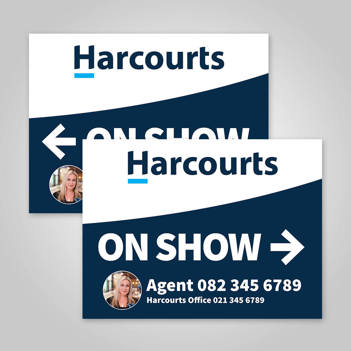 Boards - 450mm x 600mm (Landscape) with printed agent details