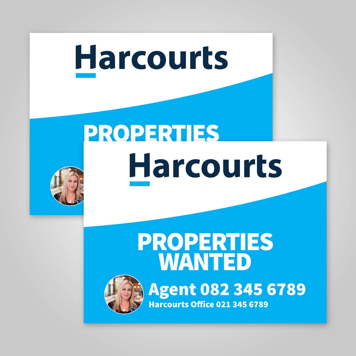 Boards - 450mm x 600mm (Landscape) with printed agent details