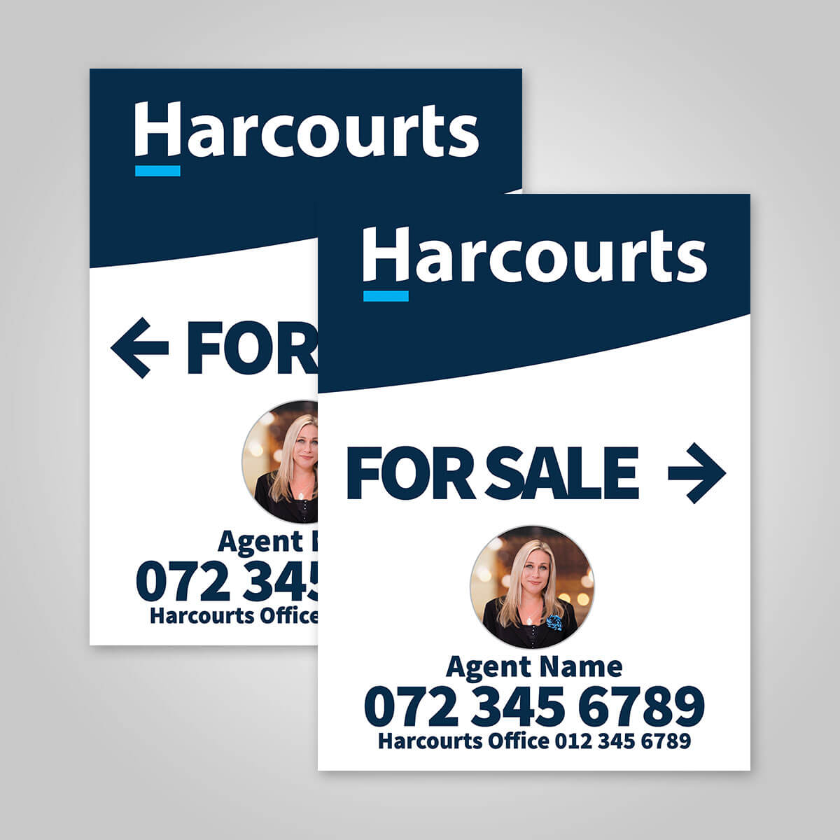 Boards - 450mm x 600mm (Portrait) with printed agent details