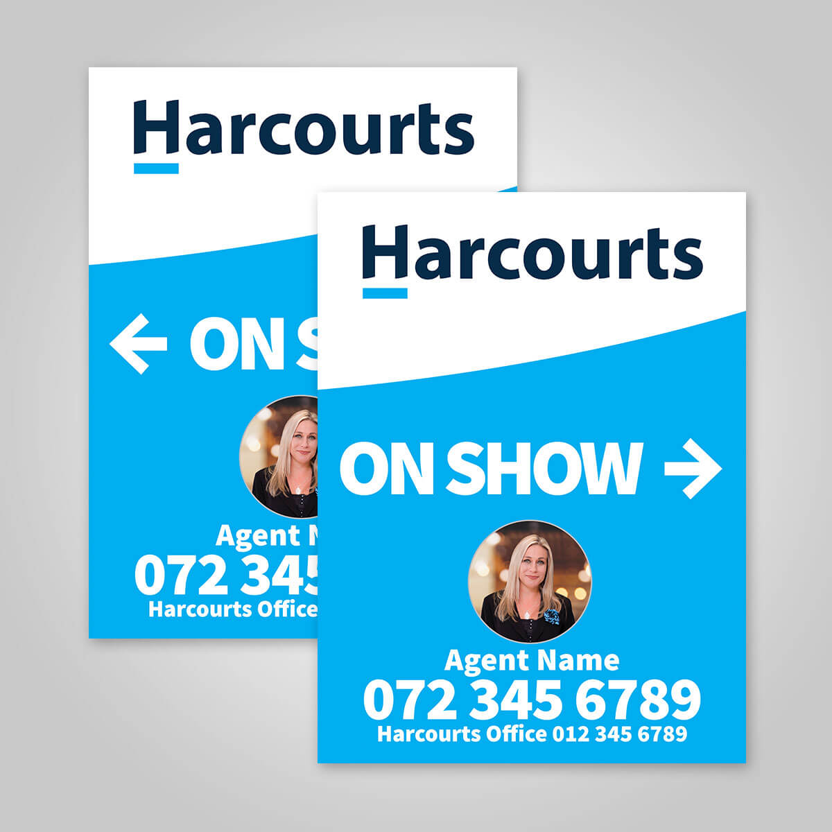 Boards - 450mm x 600mm (Portrait) with printed agent details
