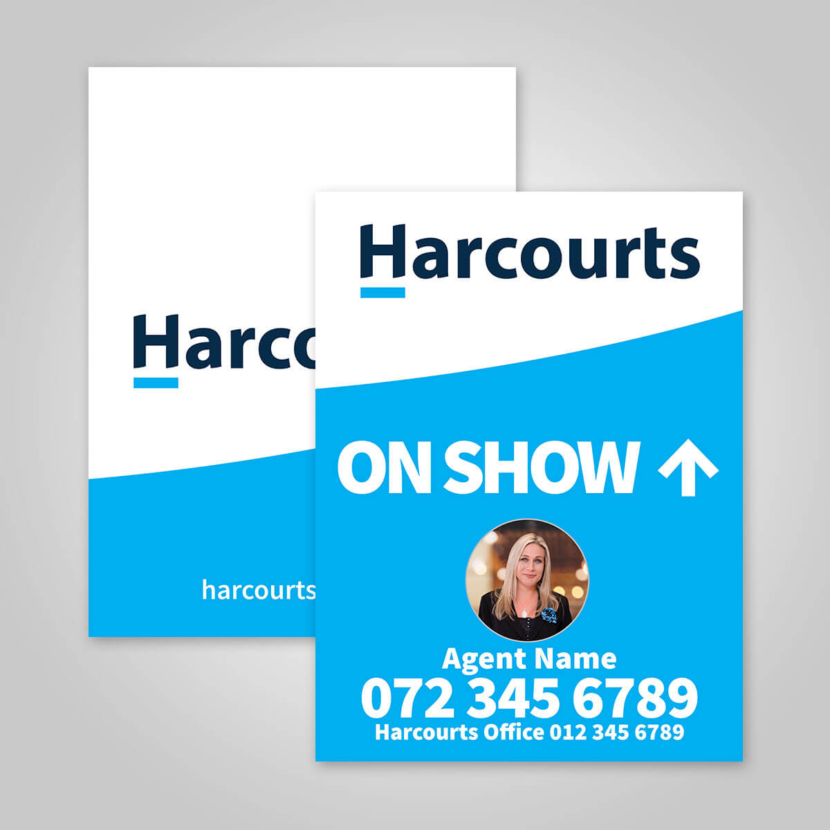 Boards - 450mm x 600mm (Portrait) with printed agent details