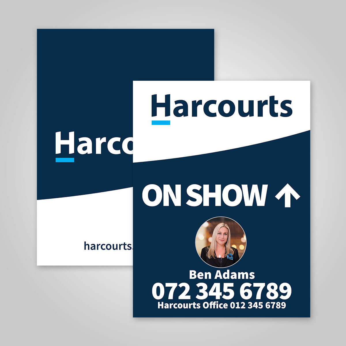 Boards - 450mm x 600mm (Portrait) with printed agent details