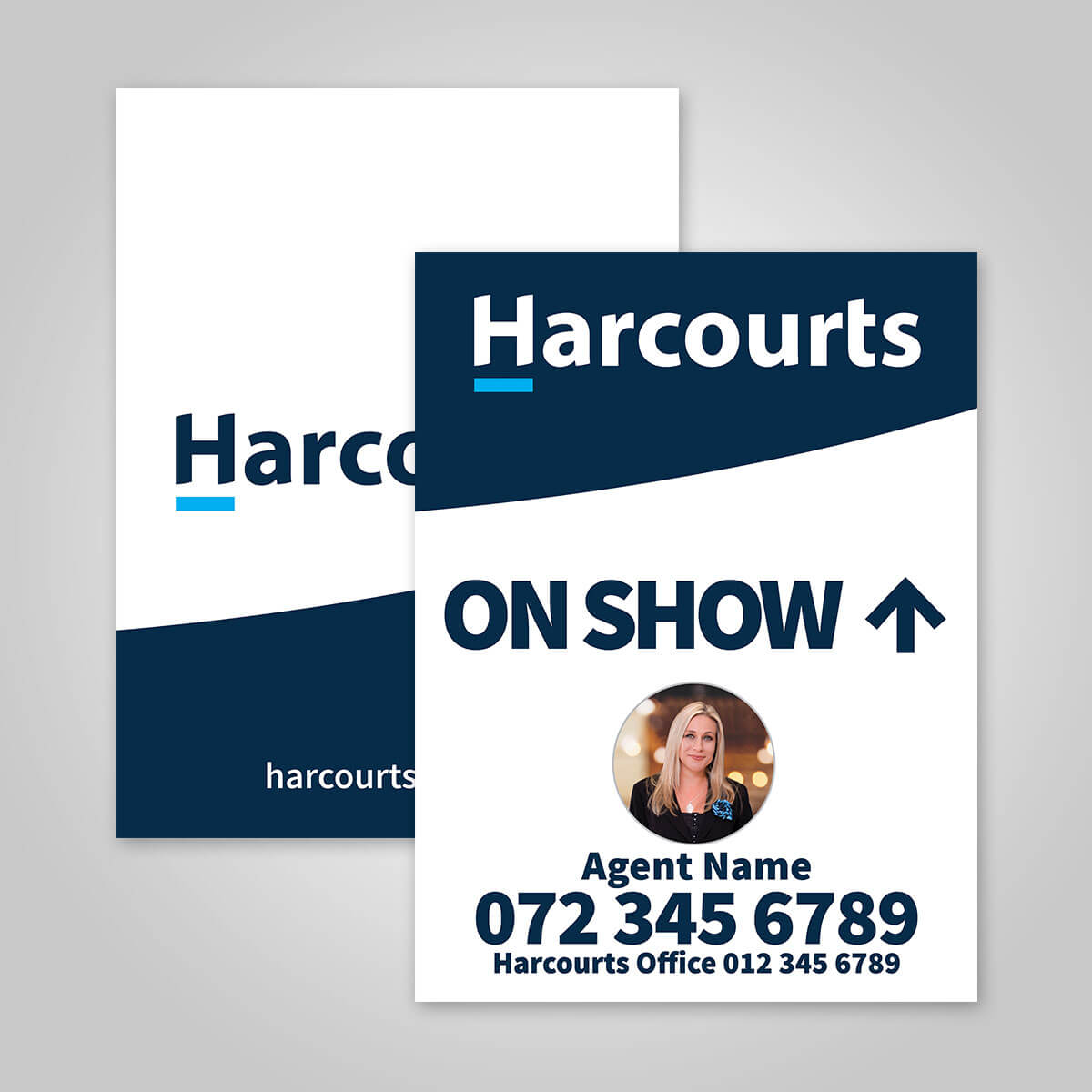 Boards - 450mm x 600mm (Portrait) with printed agent details