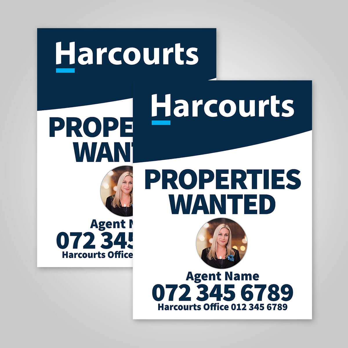 Boards - 450mm x 600mm (Portrait) with printed agent details