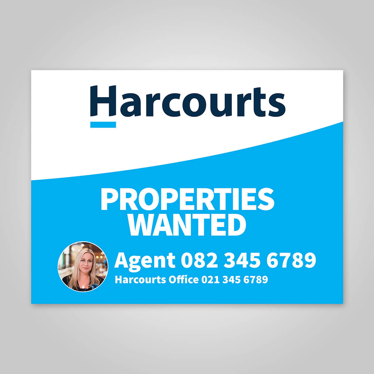 Boards - 450mm x 600mm (Landscape) with printed agent details