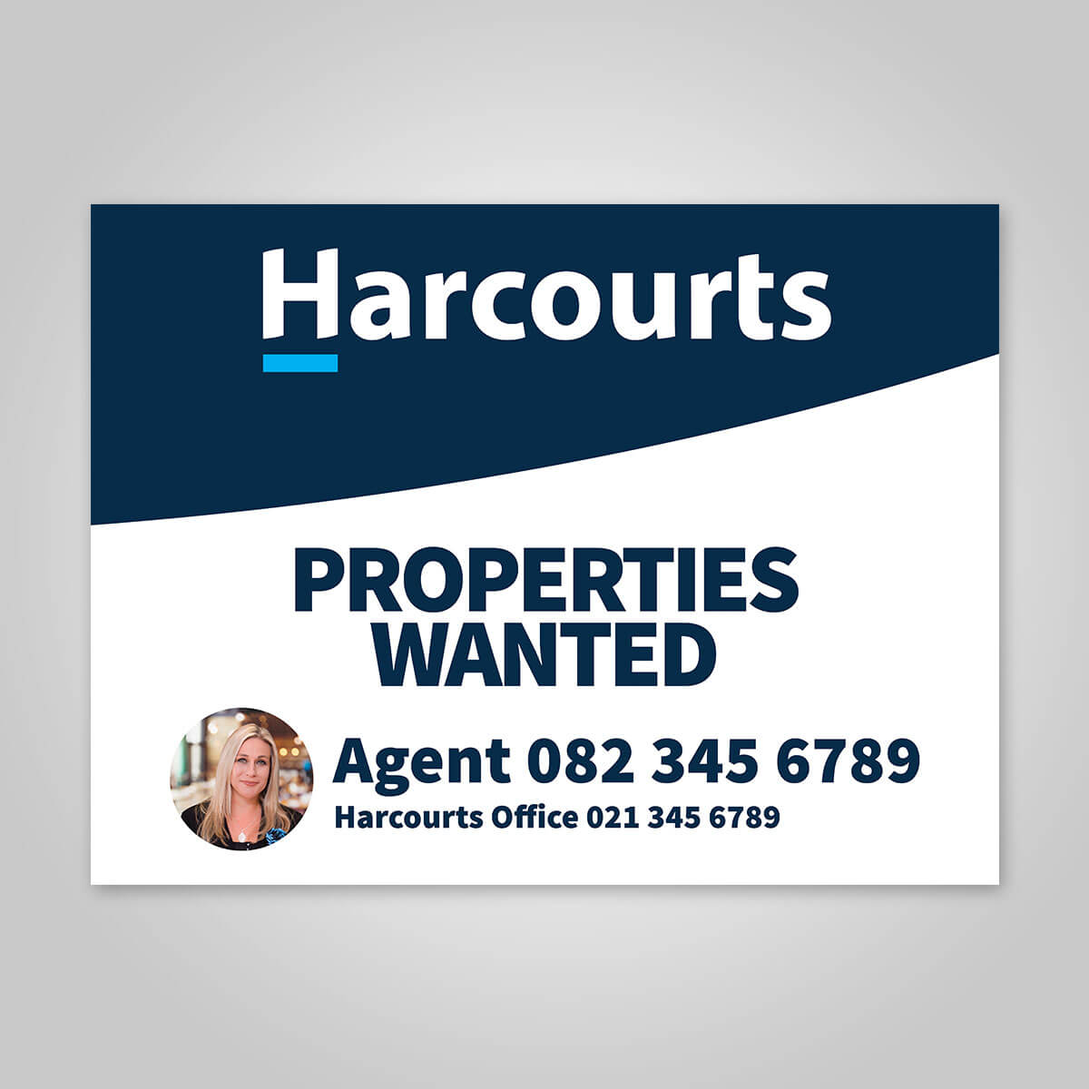 Boards - 450mm x 600mm (Landscape) with printed agent details