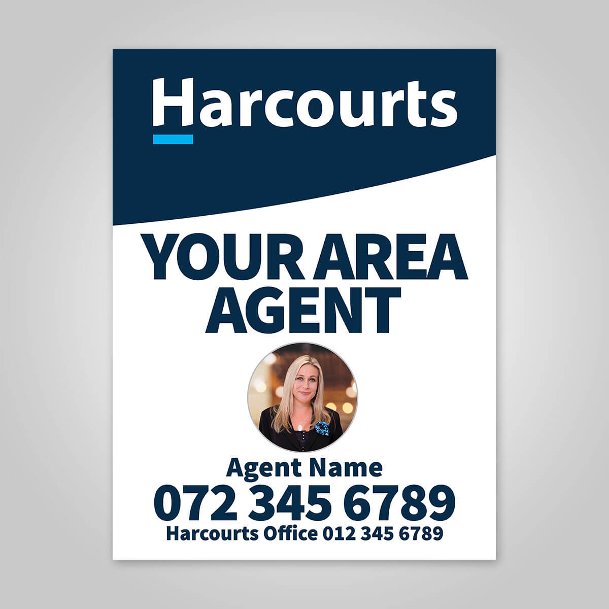 Boards - 450mm x 600mm (Portrait) with printed agent details
