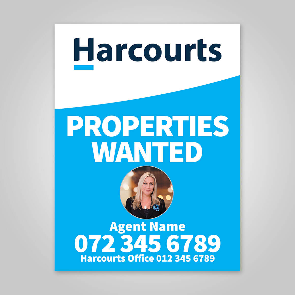 Boards - 450mm x 600mm (Portrait) with printed agent details