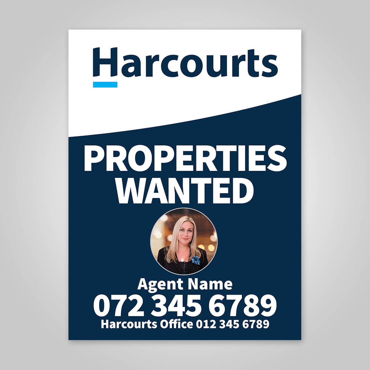 Boards - 450mm x 600mm (Portrait) with printed agent details