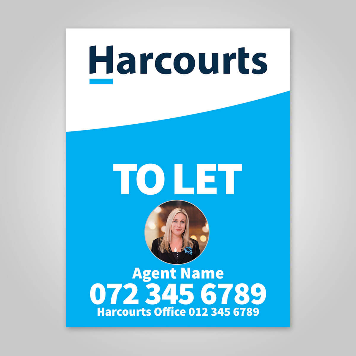 Boards - 450mm x 600mm (Portrait) with printed agent details